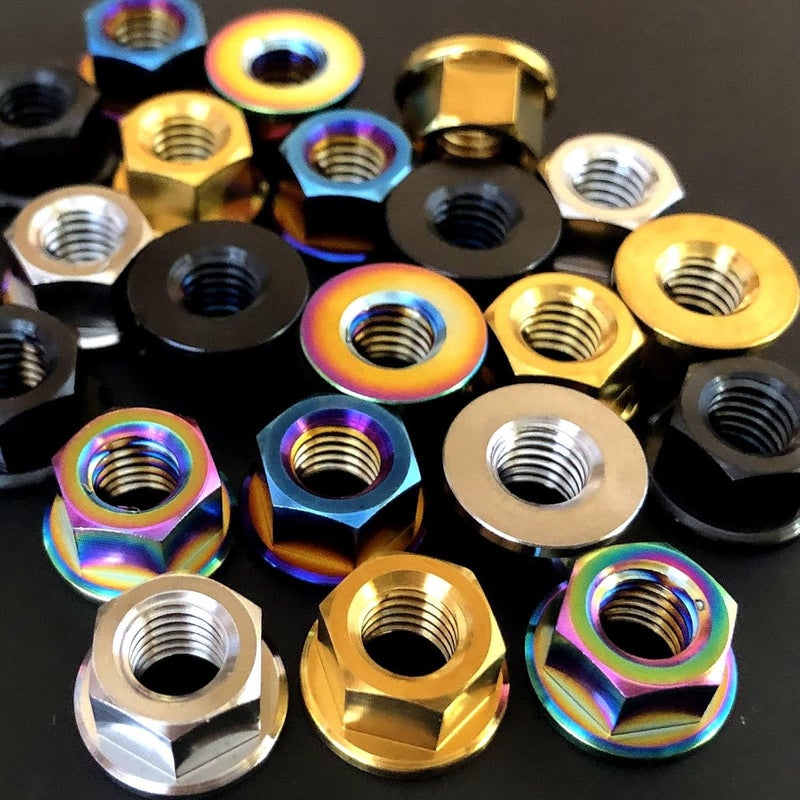 Titanium RISON Titanium Nut Titanium Flange Nut M12x1.5mm Titanium Sprocket Nut Burnt Blue 6AL4V Titanium Flange Nut for Motorcycle 5PCS - Image 5
